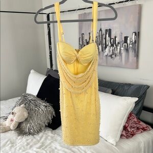 Elegant Yellow Beaded Dress